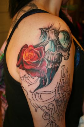 Rose And Scull Tattoo